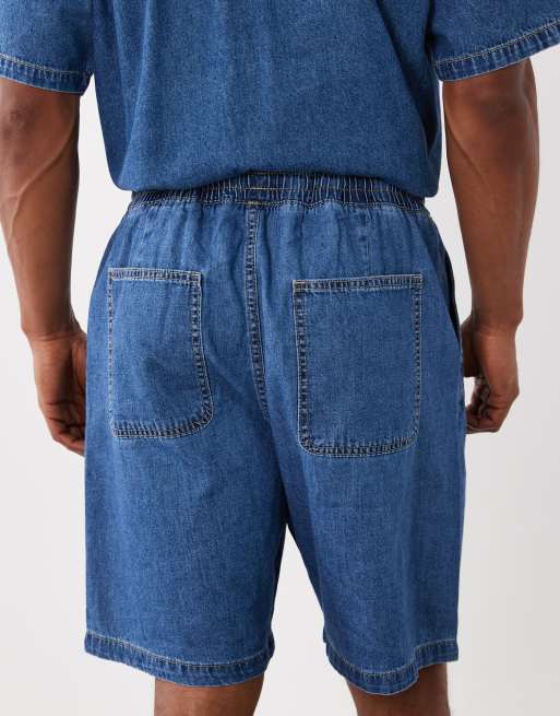 Jack & Jones – Jeansshorts in mittlerem Denimblau mit Kordelzug, Kombiteil, 5 von 5