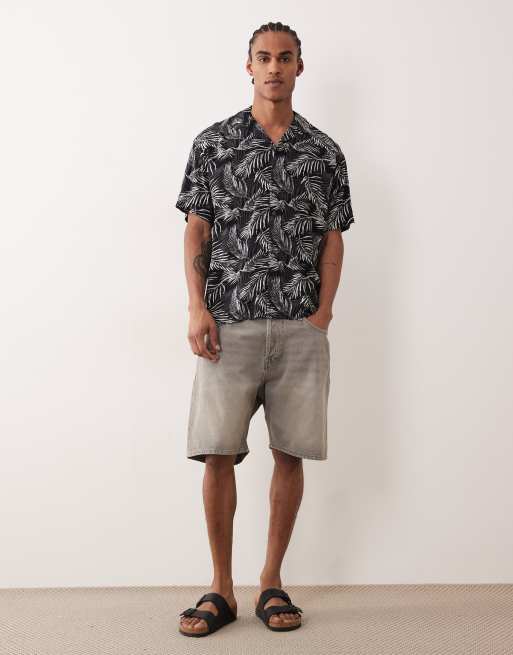 Jack & Jones - Jeff - Camicia a maniche corte nera con stampa di palme, 2 di 5
