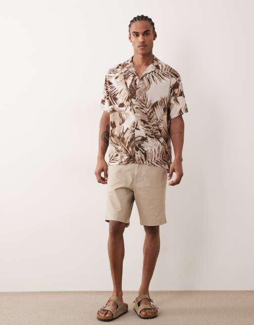 Jack & Jones – Jeff – Kurzärmliges Hemd in Braun mit Palmen-Print, 2 von 5