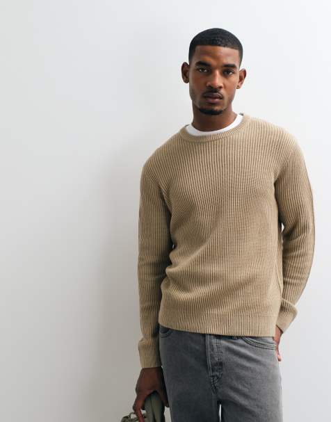 Jack & Jones - jersey de canalé fino beige - view 1