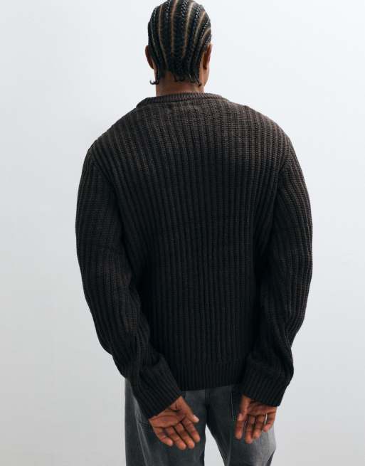 Jack & Jones jersey de cuello redondo acanalado en marrón, 4 de 5