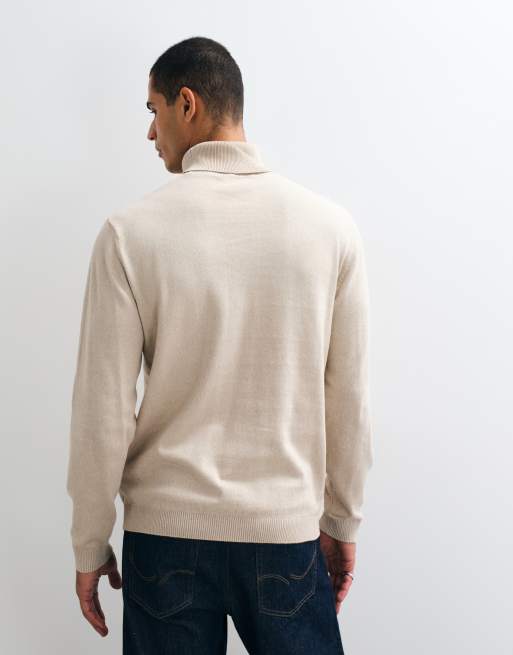 Jack & Jones - jersey de punto esencial con cuello vuelto en beige, 4 de 5