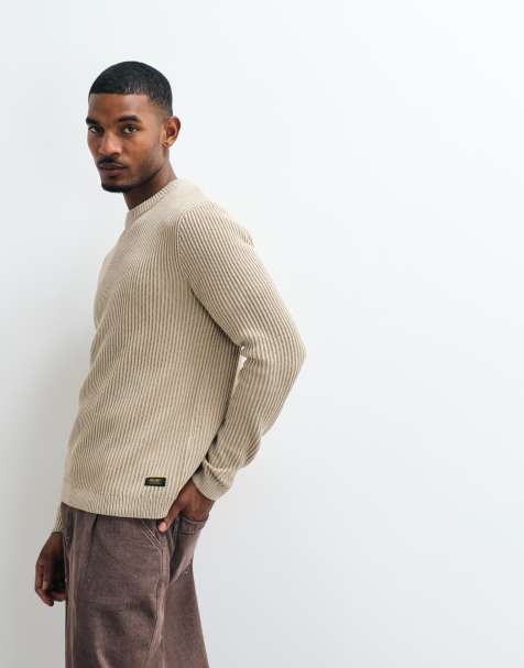 Jack & Jones - jersey de punto grueso acanalado en beige - view 1