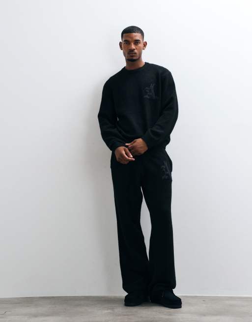Jack & Jones - jersey de punto jacquard oversize con logo en negro, 4 de 5