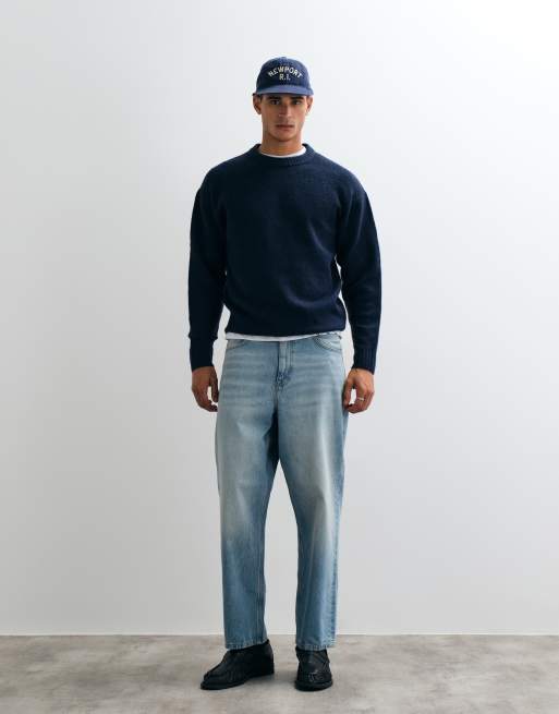 Jack & Jones - jersey oversize de pelo suave en azul marino, 2 de 5