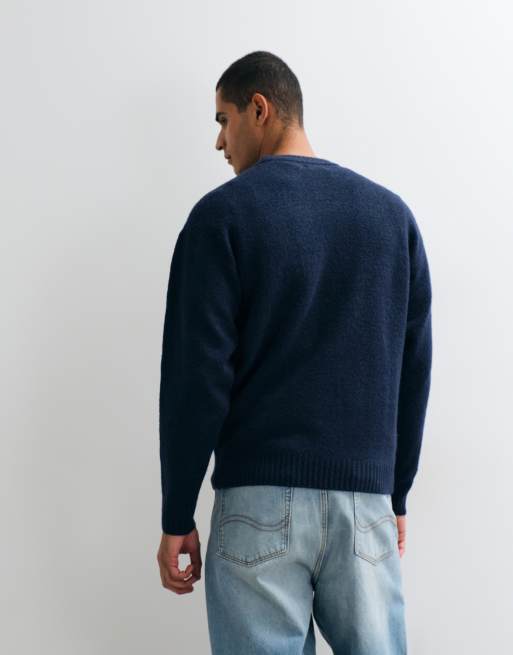 Jack & Jones - jersey oversize de pelo suave en azul marino, 5 de 5