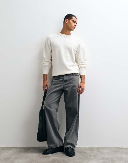 Jack & Jones - Jersey oversize de pelo suave en blanco roto, 2 de 5