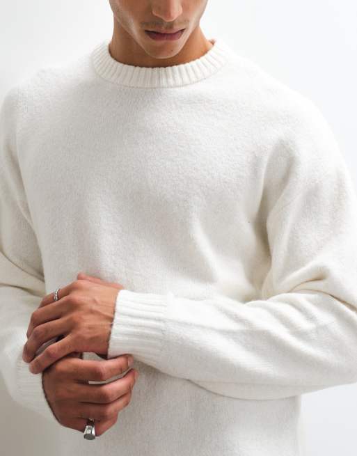 Jack & Jones - Jersey oversize de pelo suave en blanco roto, 3 de 5