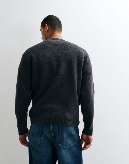 Jack & Jones - jersey oversize de pelo suave en gris carbón, 5 de 5