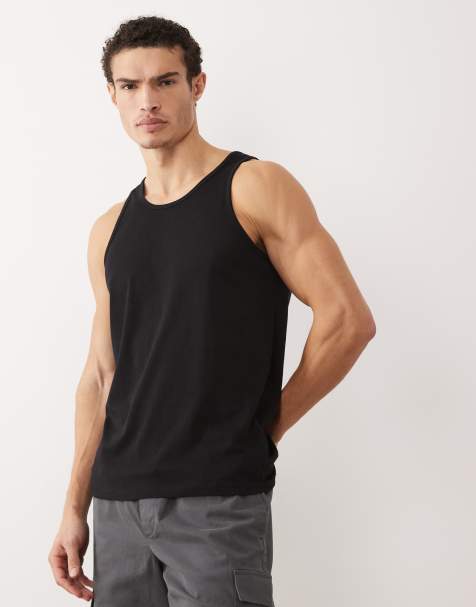 Jack & Jones jersey singlet top in black - view 1