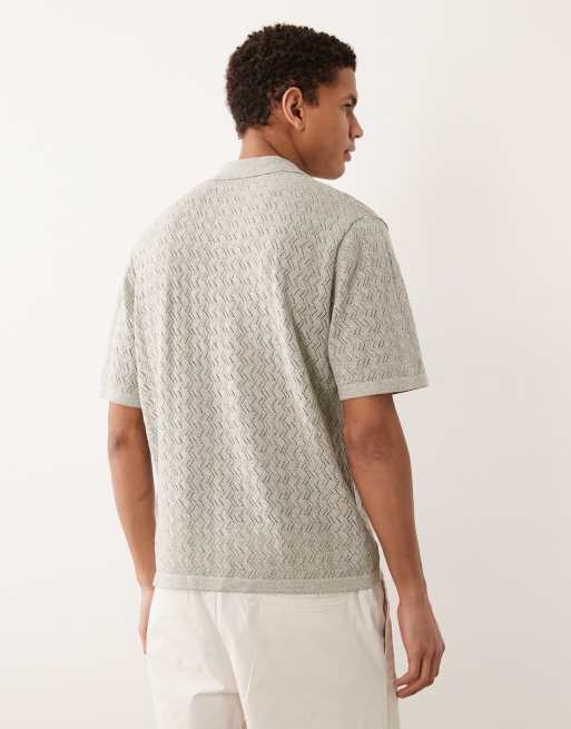 Jack & Jones - Jersey verde salvia con cuello dividido de punto de croché, 5 de 5