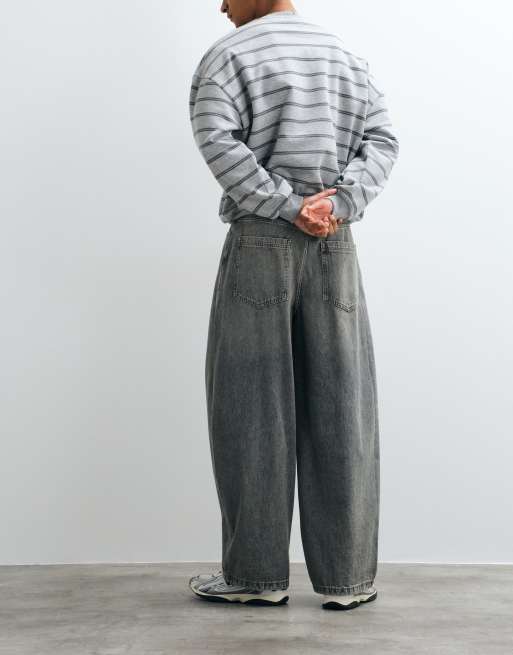 Jack & Jones - Joey - Jeans ampi grigi slavati con cuciture, 5 di 5