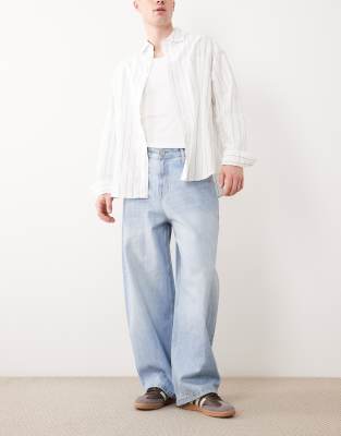 Joey - Weite Jeans in hellblauer Waschung Blau W32 L32