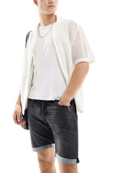 Jack & Jones - Jog - Denim short in zwart met wassing - view 1