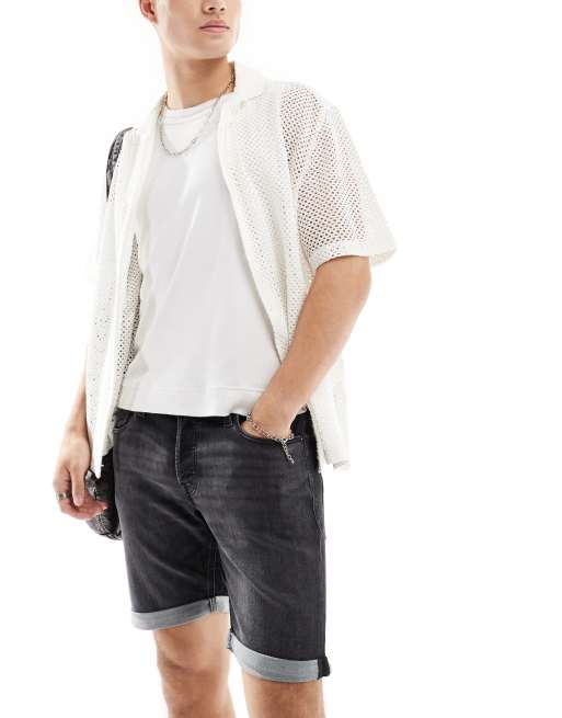 Jack & Jones - Jog - Denimshorts i forvasket sort