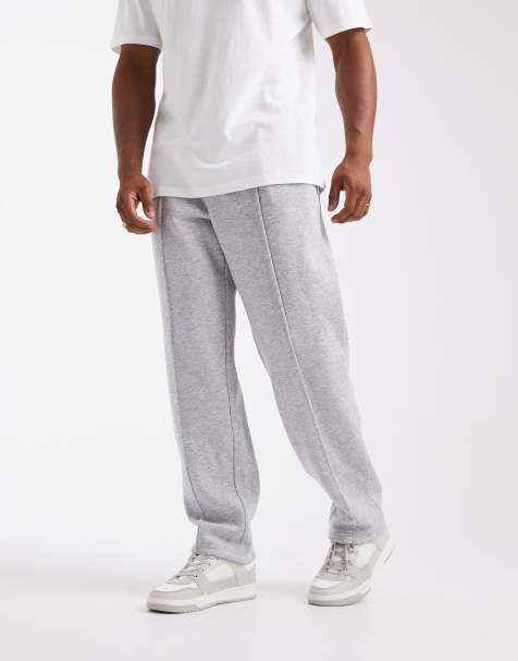 Jack & Jones - Joggingbroek met wijde pijpen en plat gestikte plooien in gemêleerd grijs - view 1