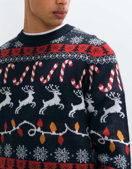 Jack & Jones julstickad tröja i navy, 3 av 5