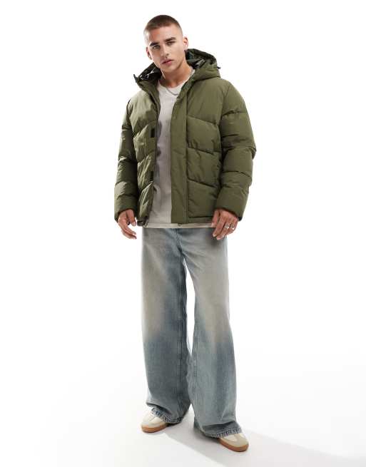 Jack & Jones - Kakigrøn dynejakke med hætte, 2 af 4