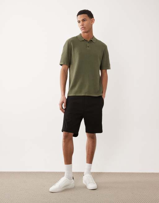 Jack & Jones - Kakigrøn strikket polo med korte ærmer, 2 af 5