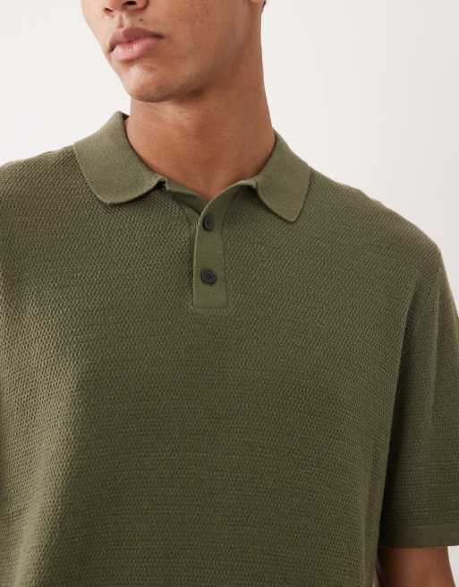Jack & Jones - Kakigrøn strikket polo med korte ærmer, 5 af 5