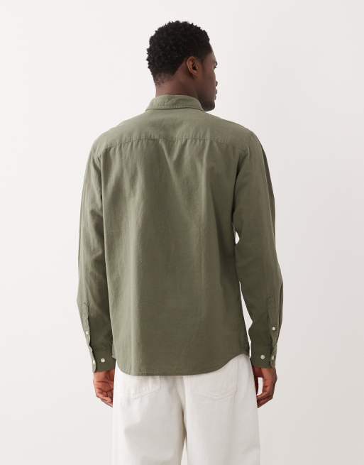 Jack & Jones – Kakigrön skjorta i regular fit av linnemix, 3 av 5