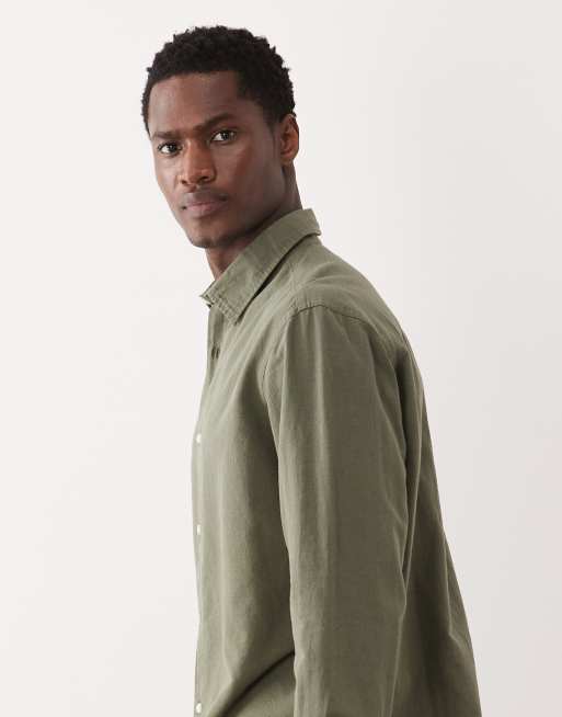 Jack & Jones – Kakigrön skjorta i regular fit av linnemix, 4 av 5