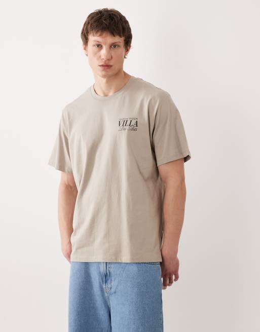 Jack & Jones – Kakigrön t-shirt i oversize med landskapstryck baktill, 4 av 5