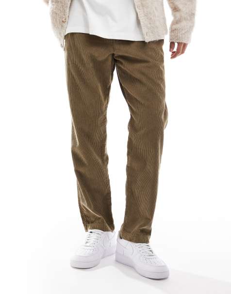 Jack & Jones – Kane – Beige, avslappnade manchesterbyxor med elastisk midja och dragsko - view 1