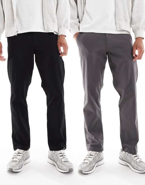 Jack & Jones - Kane - Lot de 2 pantalons chino amples - Noir/gris - view 1