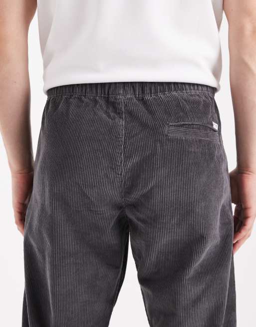 Jack & Jones - Kane - Pantalon décontracté en velours côtelé avec cordon de serrage à la taille - Gris, 5 de 5