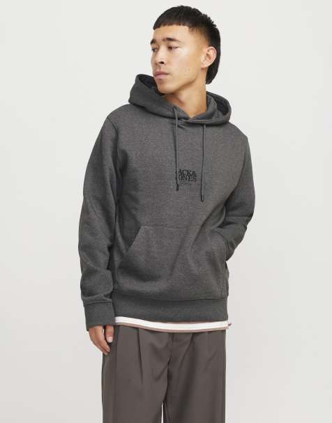 Jack & Jones – Kapuzenpullover in Dunkelgrau meliert - view 1