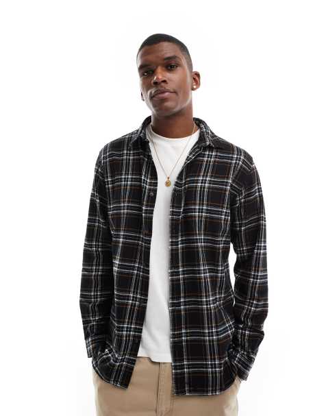 Jack & Jones – Kariertes Flanellhemd in Schwarz - view 1
