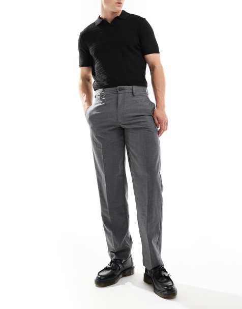 Jack & Jones karl loose fit smart trouser in charcoal pinstripe