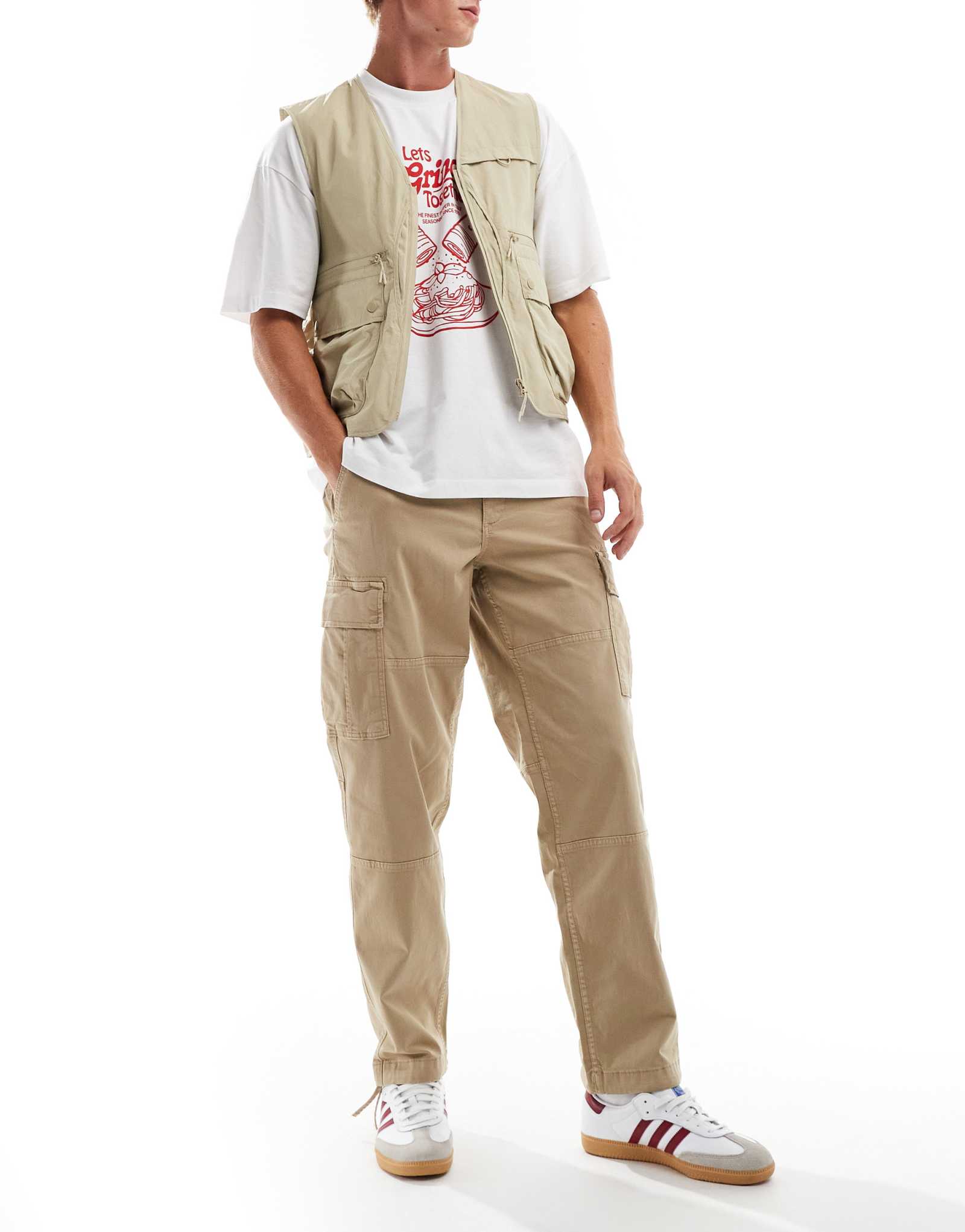 Брюки-карго свободного кроя Jack &Jones karl бежевого цвета 