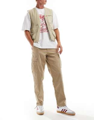 Jack & Jones karl loose fit cargo trouser in beige-Neutral
