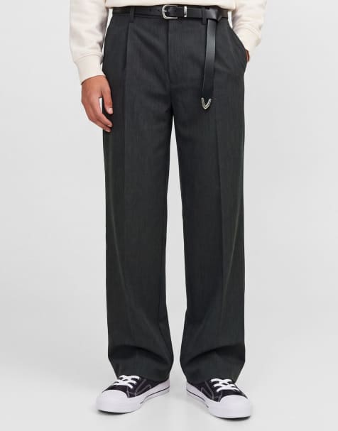 Jack & Jones Karl pantalones de pernera recta de corte holgado en gris oscuro jaspeado - view 1