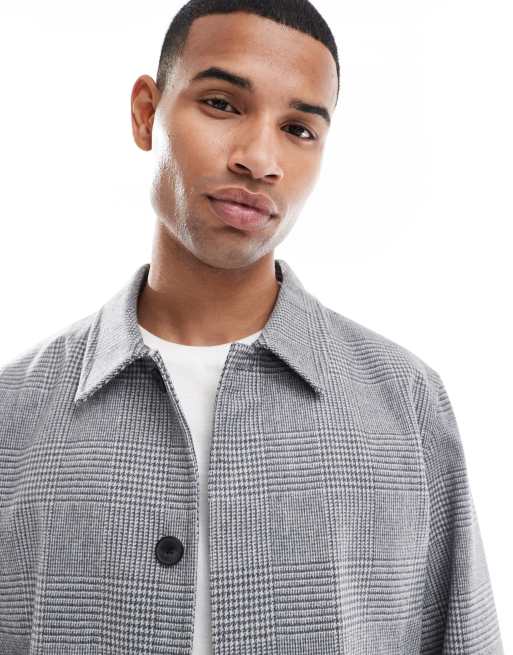 Jack & Jones – Kastige Jacke aus Wollmix in Grau