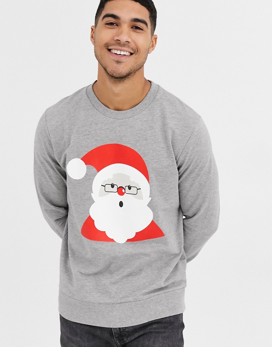Jack & Jones - Kerstmis - Sweatshirt met Kerstman-Grijs