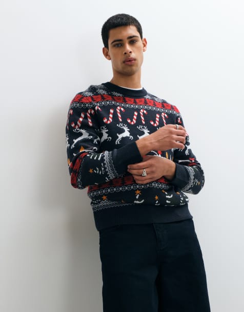 Jack & Jones kersttrui in navy - view 1