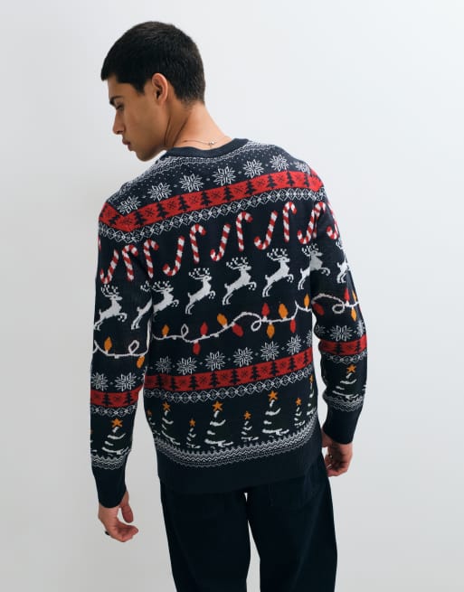 Jack & Jones kersttrui in navy, 5 van 5