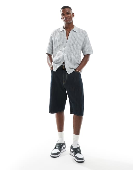 Jack & Jones knit button through polo shirt in gray, 4 of 4