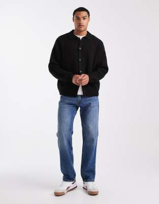 Jack & Jones Knit Cardigan In Black