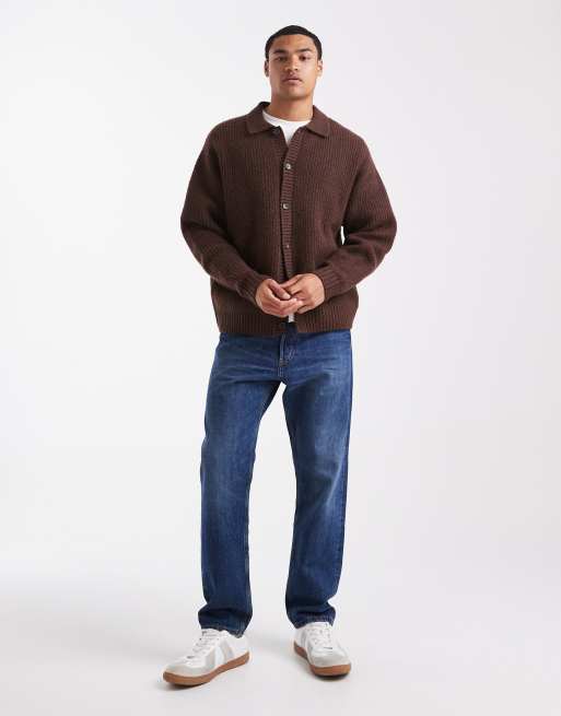 Jack & Jones knit cardigan in burgundy | ASOS