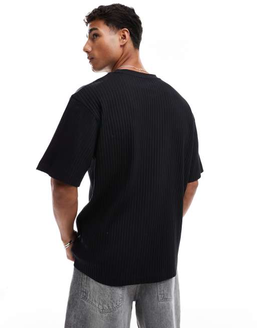 Jack & Jones knit oversized t-shirt in black, 4 of 4