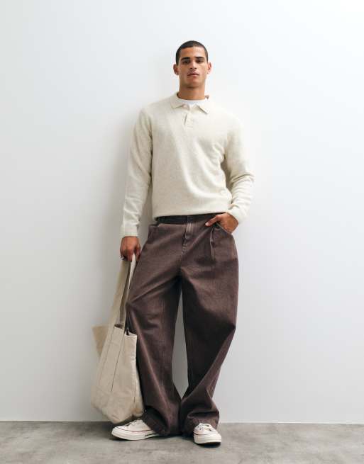Jack & Jones knit polo top in beige, 2 of 5