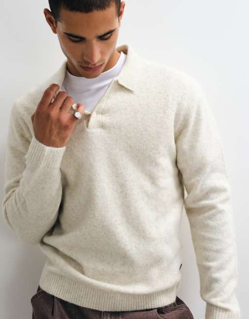 Jack & Jones knit polo top in beige, 3 of 5