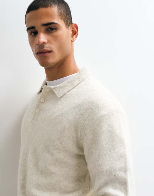 Jack & Jones knit polo top in beige, 4 of 5