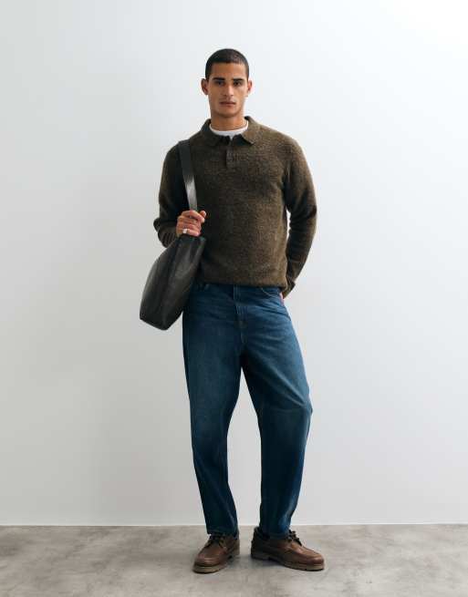 Jack & Jones knit polo top in chocolate brown, 2 of 5