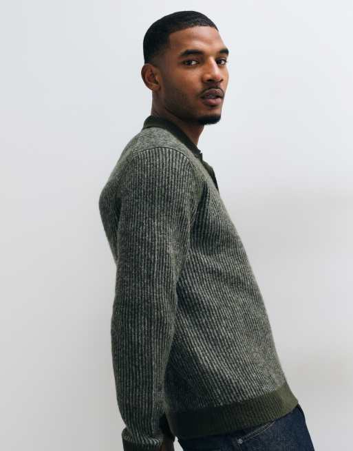 Jack & Jones knit polo top in green stripe, 2 of 5