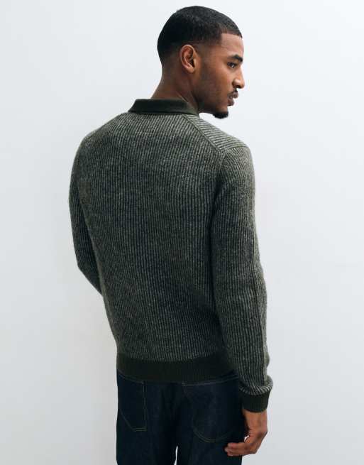 Jack & Jones knit polo top in green stripe, 3 of 5